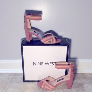 Nine West pink multi suede heeled sandals